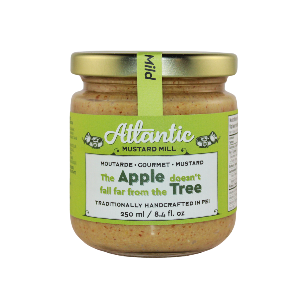A large jar of Apple Tree mustard