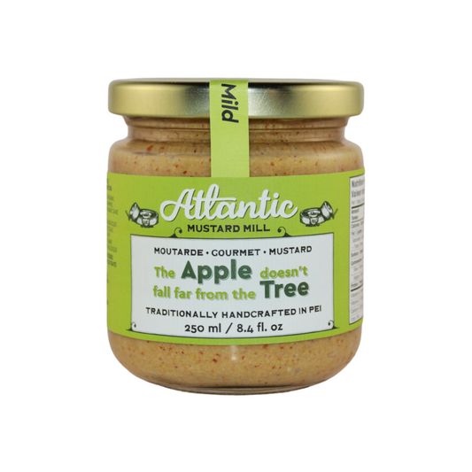 A large jar of Apple Tree mustard